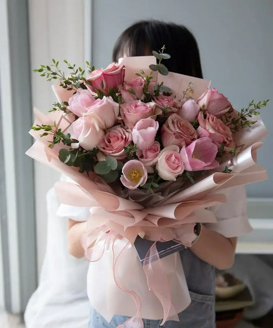 Hushed Adoration Pink Roses Bouquet