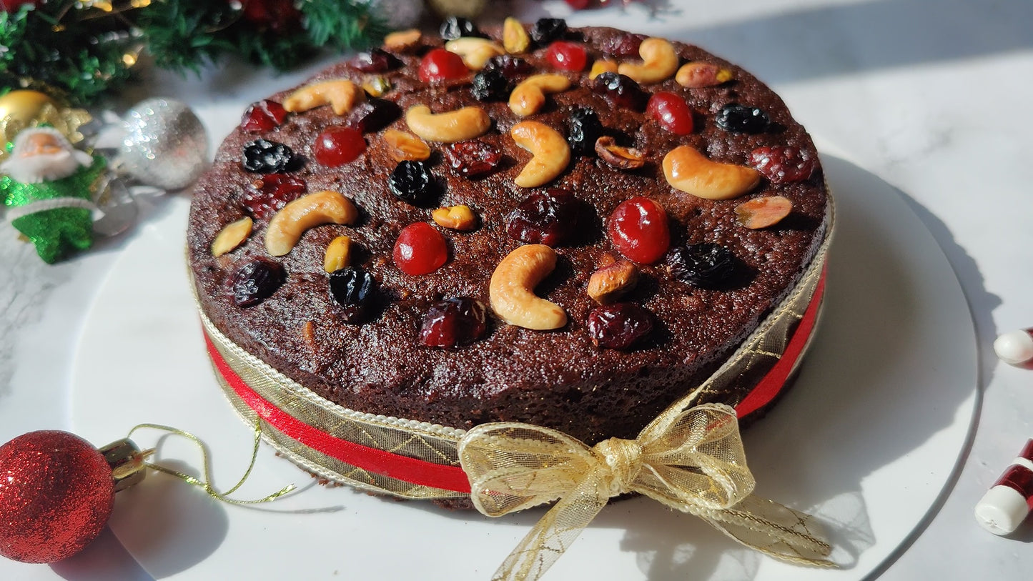 Festive Rum-Soaked Nutty Plum Cake